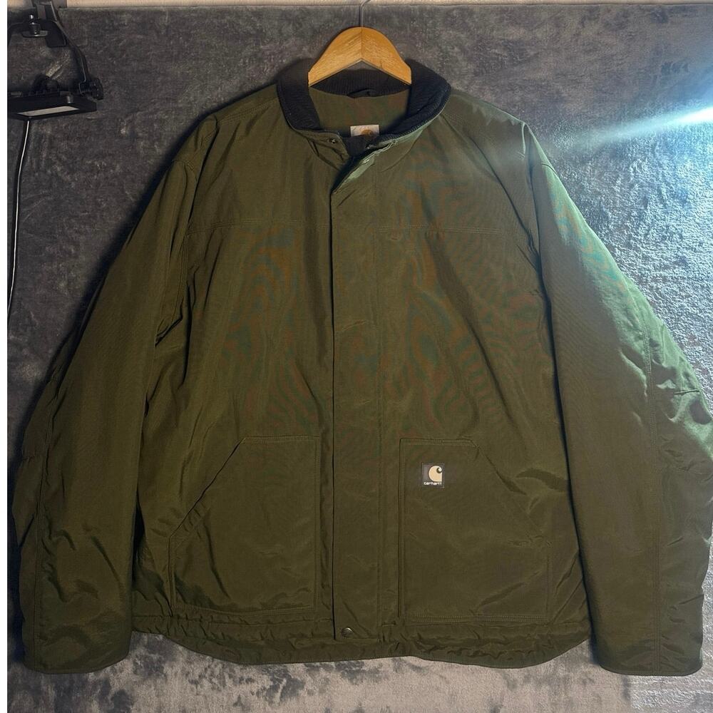 VTG Y2K Carhartt J174 PGN Nylon Insulated Jacket Green XL Tall F07 Y2K Workwear